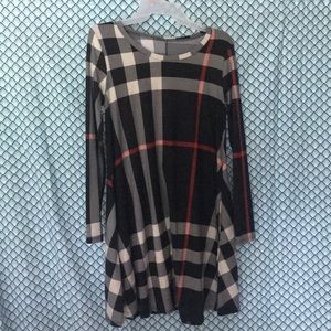 Juniors plaid long sleeve dress